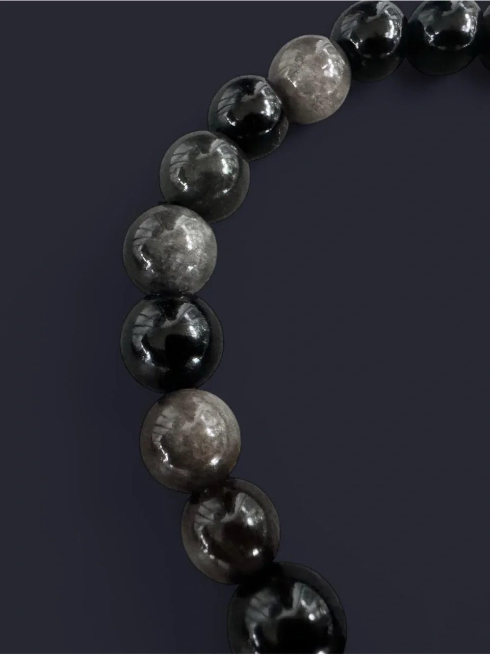 Silver Sheen Obsidian Gemstone Bead Bracelet 8mm
